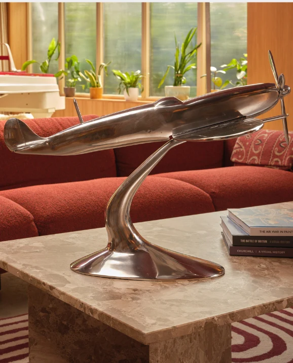 Aluminium Spitfire Sculpture Model 32in. Wingspan - Image 5